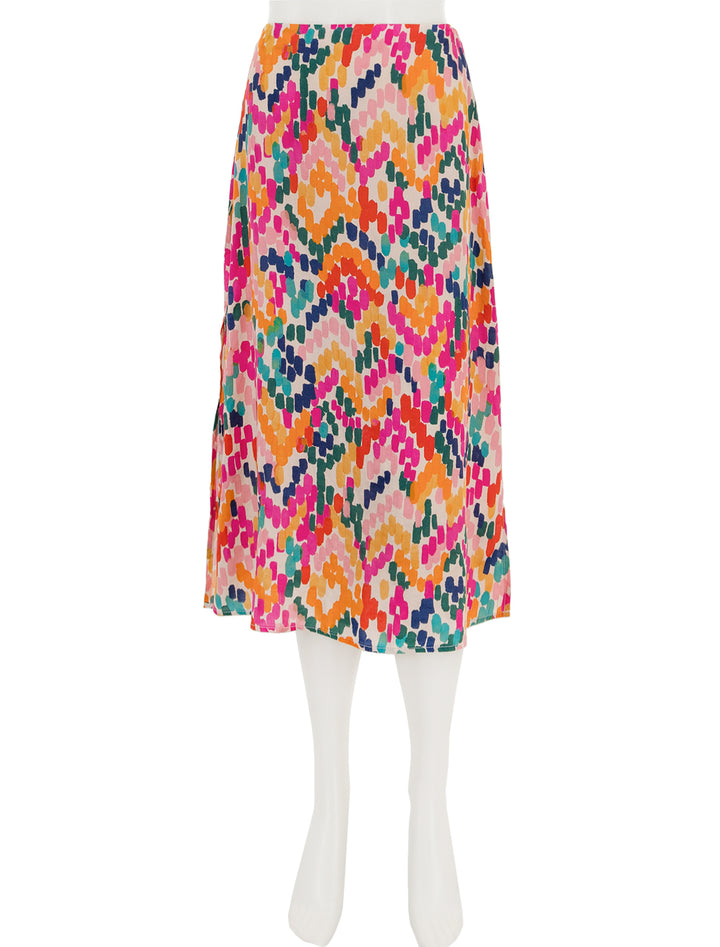Front view of Marine Layer's archive ryan slip skirt in multi.