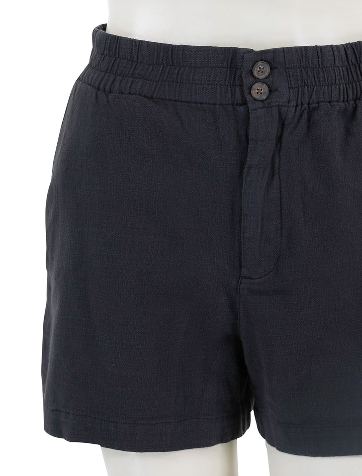 Close-up view of Marine Layer's elle short in black.