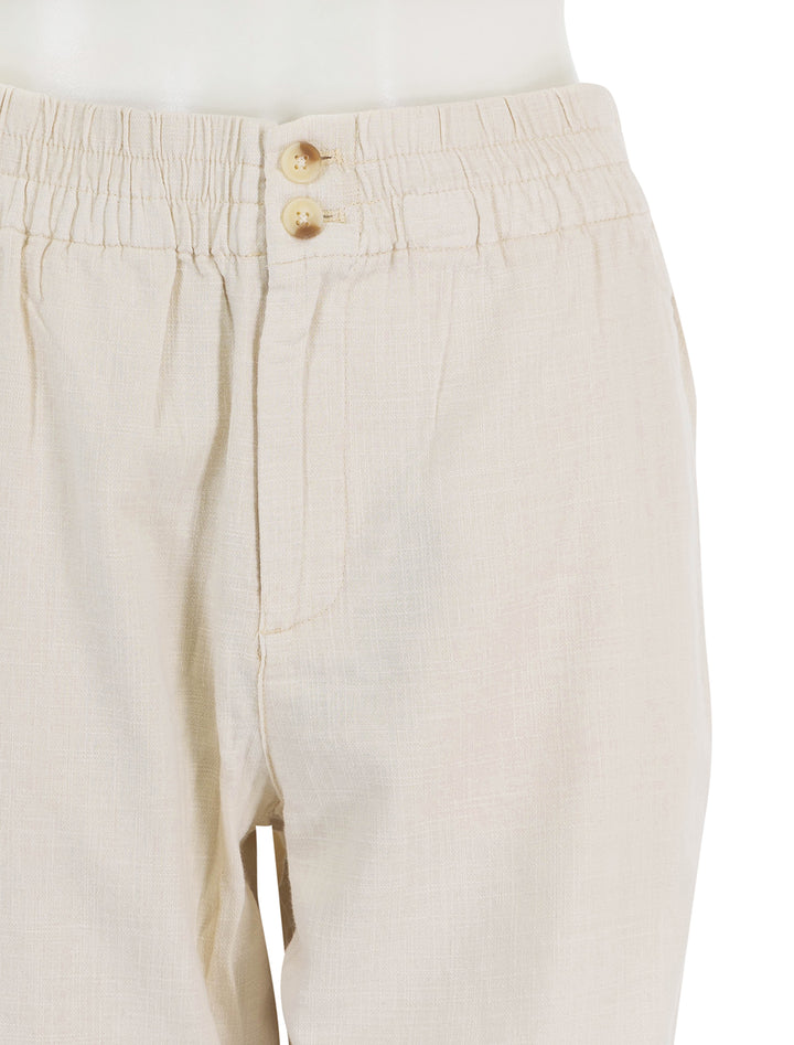 Close-up view of Marine Layer's elle pant in fog.