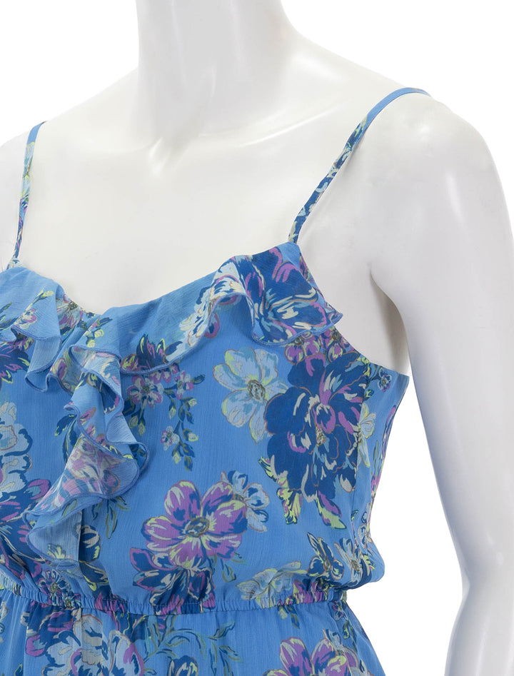 Close-up view of Steve Madden's delphine dress in azure blue.
