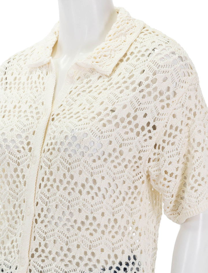 Close-up view of Steve Madden's avana crochet top.