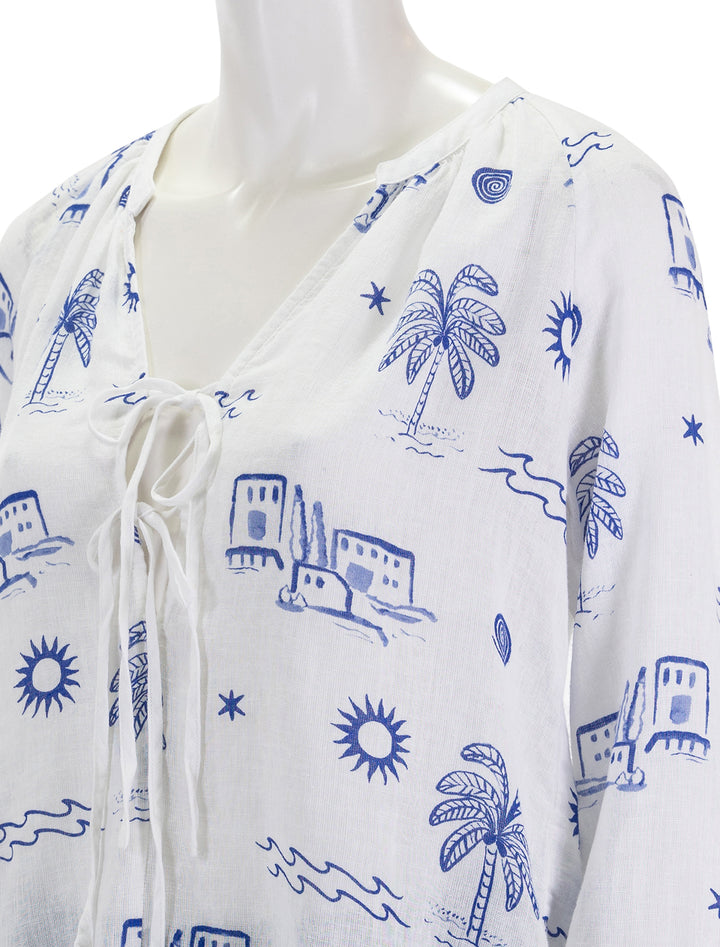 Close-up view of Rails' brielle blouse in mykonos.