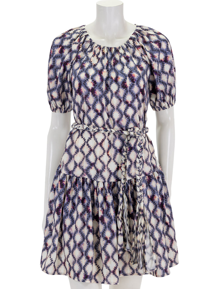 Front view of Rails' emmaline dress in iris shibori.