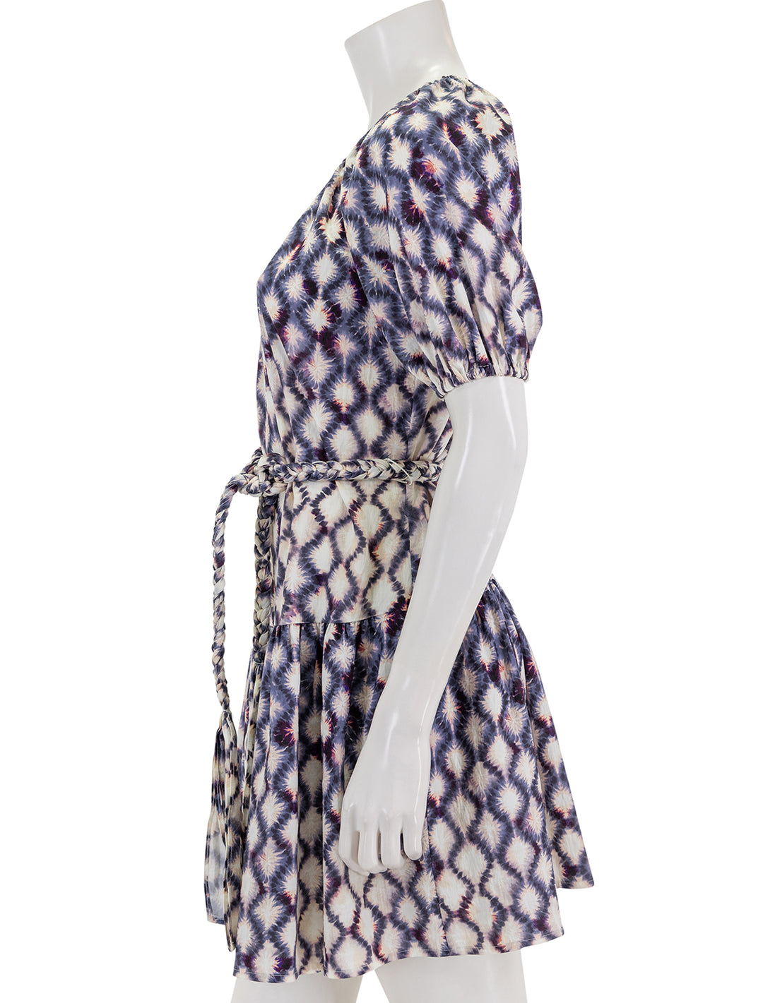 Side view of Rails' emmaline dress in iris shibori.