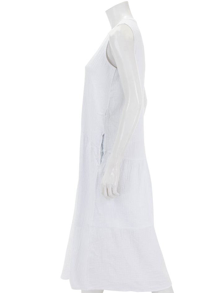Side view of Splendid's sumner gauze maxi dress in white.