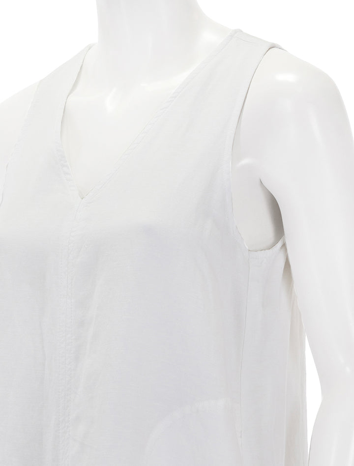 close up view of dawson linen mini dress in white