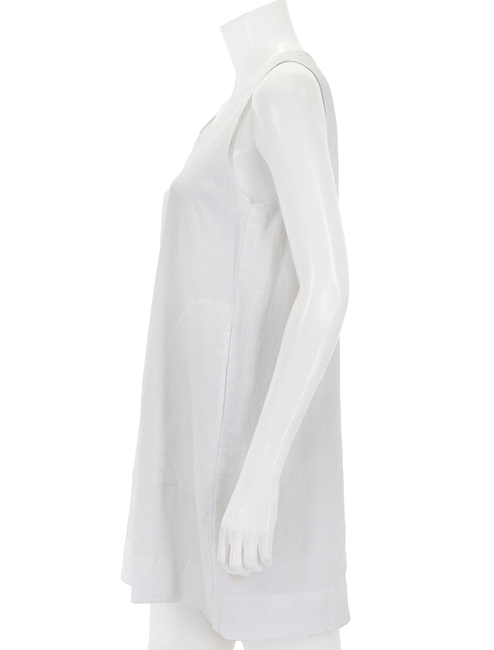 side view of dawson linen mini dress in white