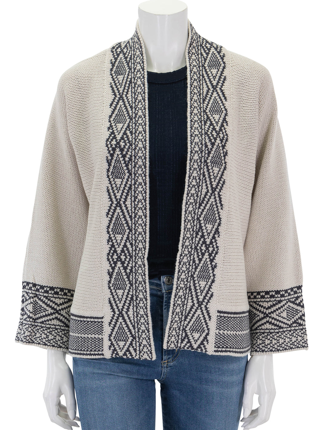 Front view of Splendid's kenny cardigan in white sand.