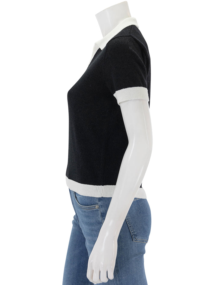 Side view of Rails' arya knit top in black and white.