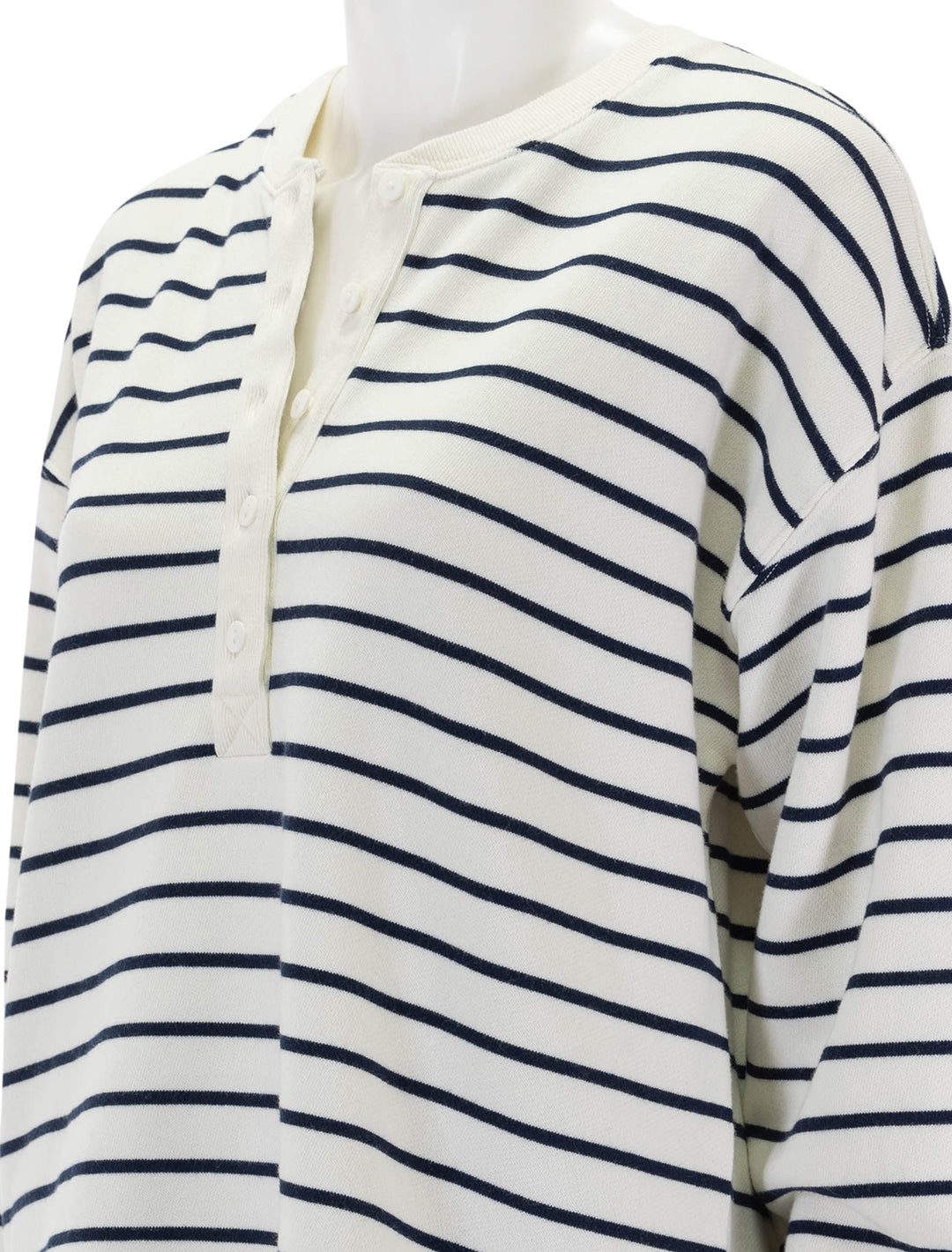 Close-up view of Rails' joan top in sailor stripe.