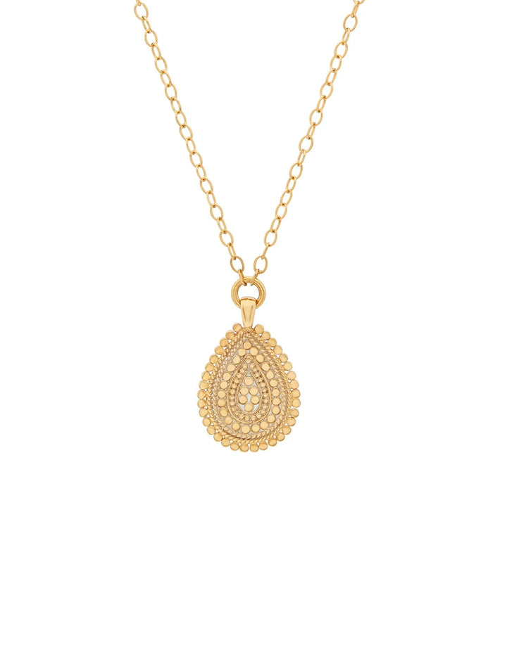 medium scalloped drop pendant in gold