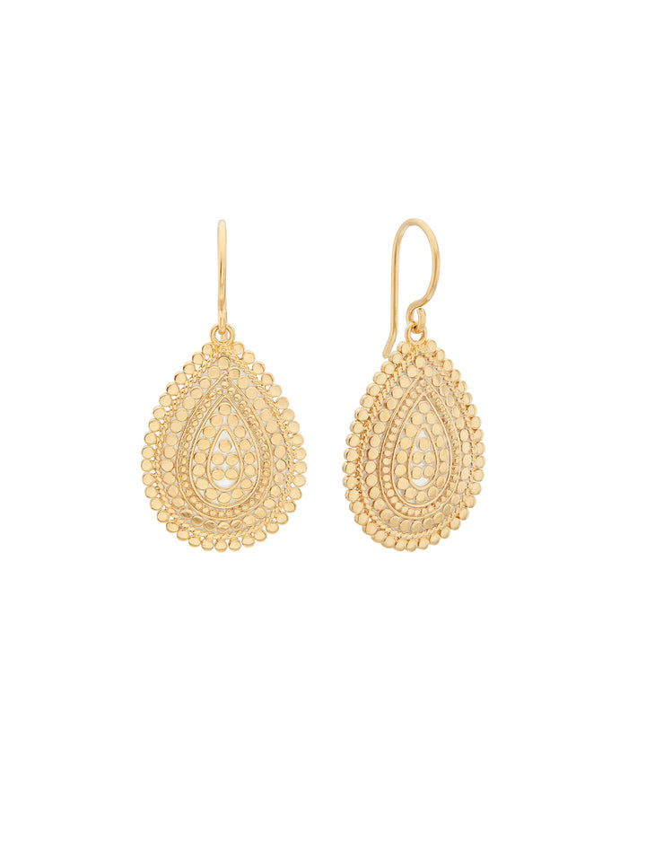 medium scalloped drop earrings in gold