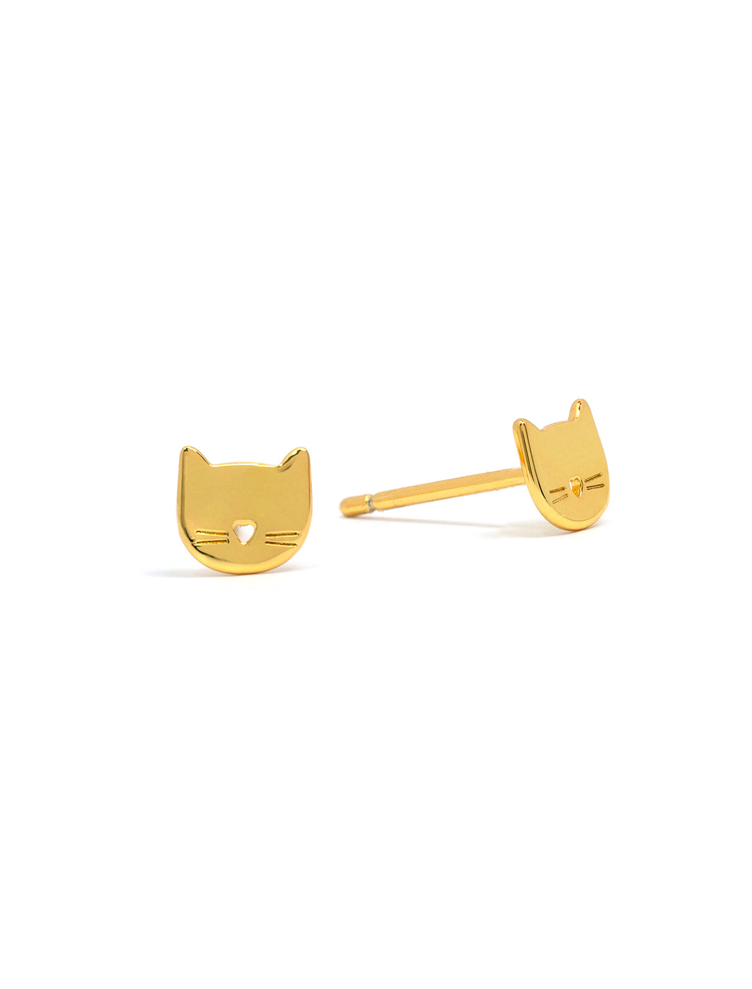 Front view of Tai's cat studs in gold.