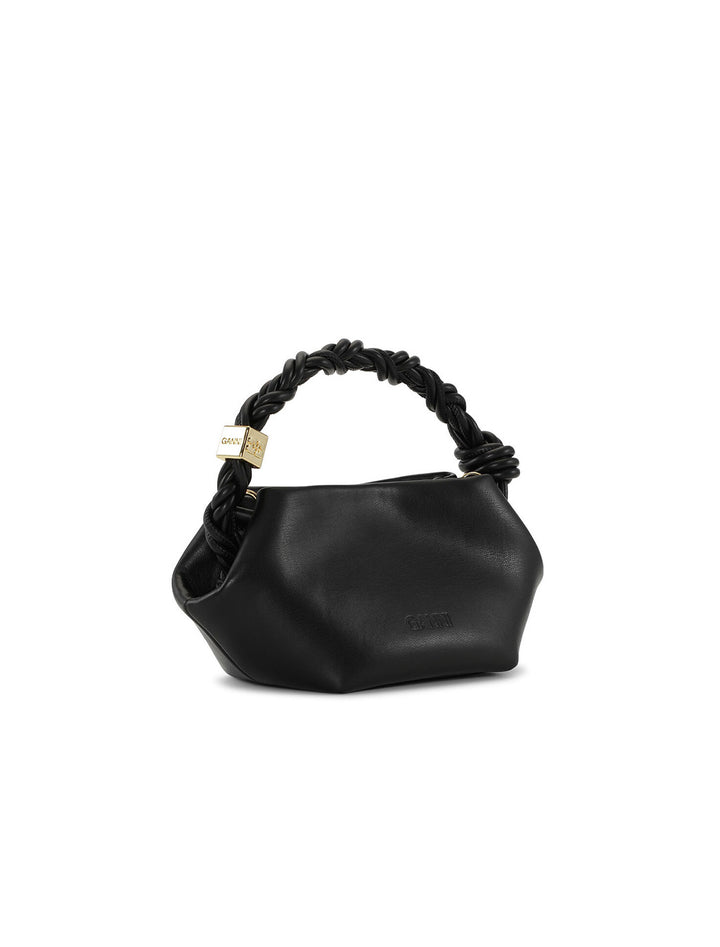 Back angle view of GANNI's mini bou bag in black.