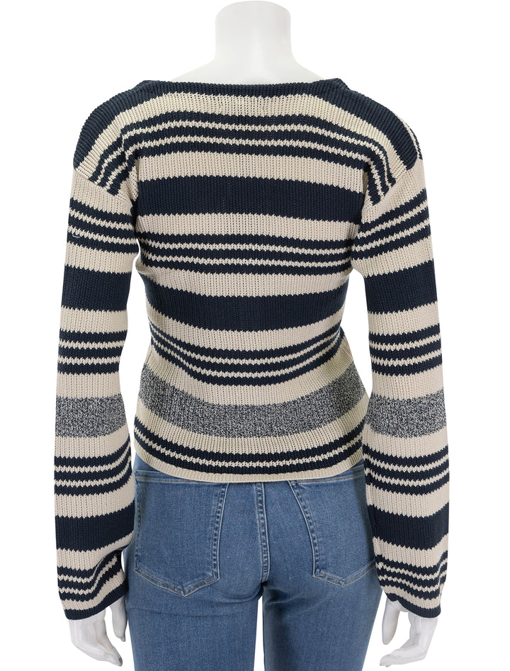 Back view of Rag & Bone's cyrus stripe cardigan in salute.