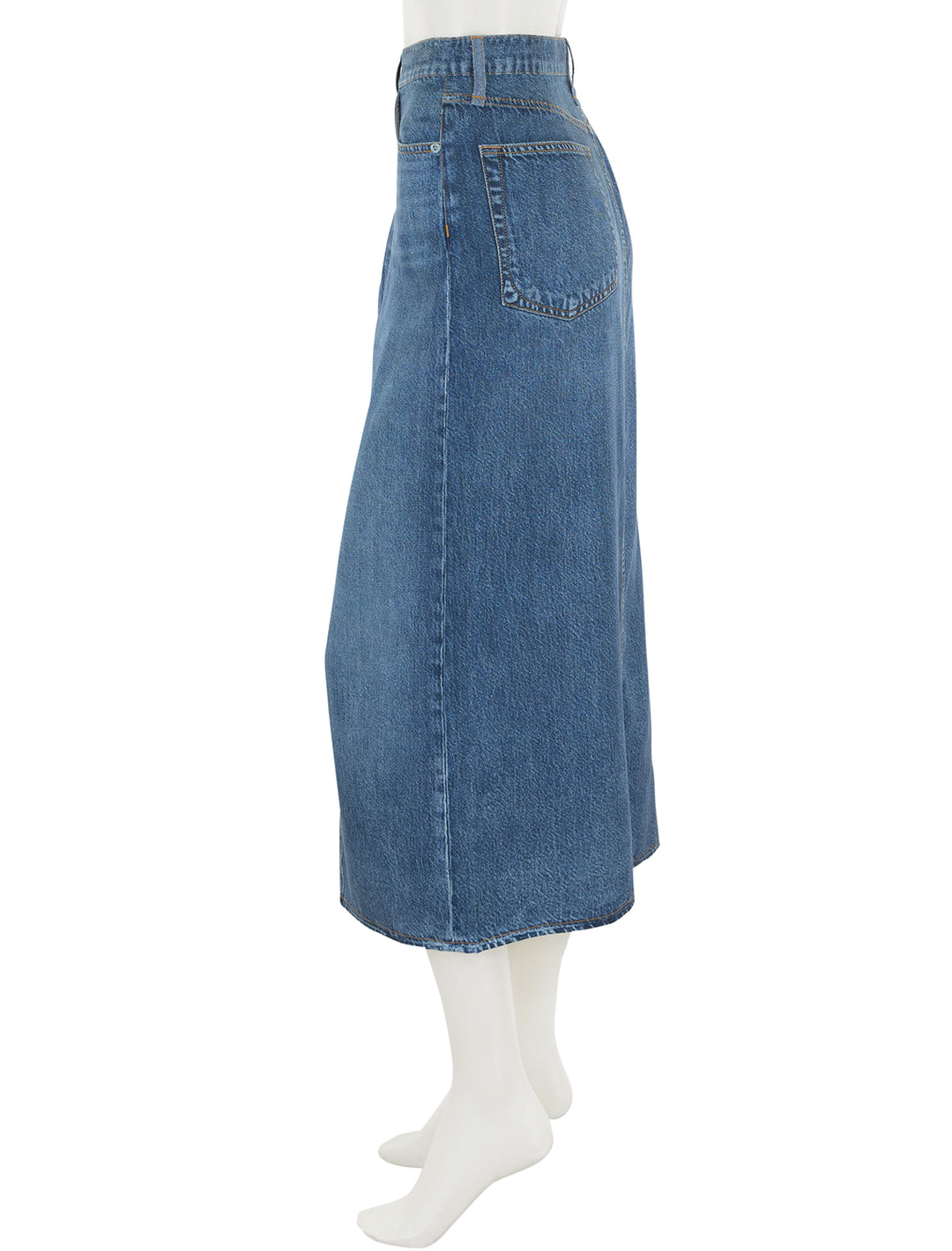 Side view of Rag & Bone's liquid miramar clara midi skirt in cameron.