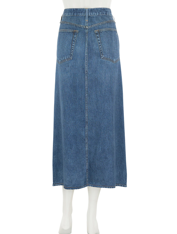 Back view of Rag & Bone's liquid miramar clara midi skirt in cameron.