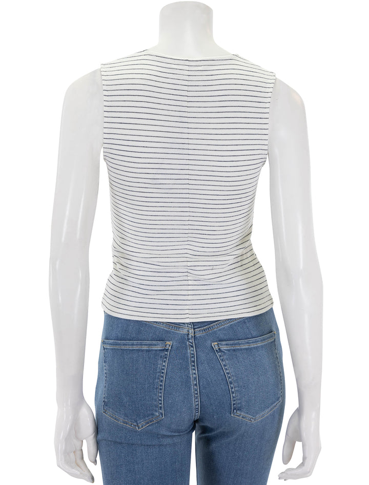 Back view of Rag & Bone's the knit stripe button up tank in ivorymulti.