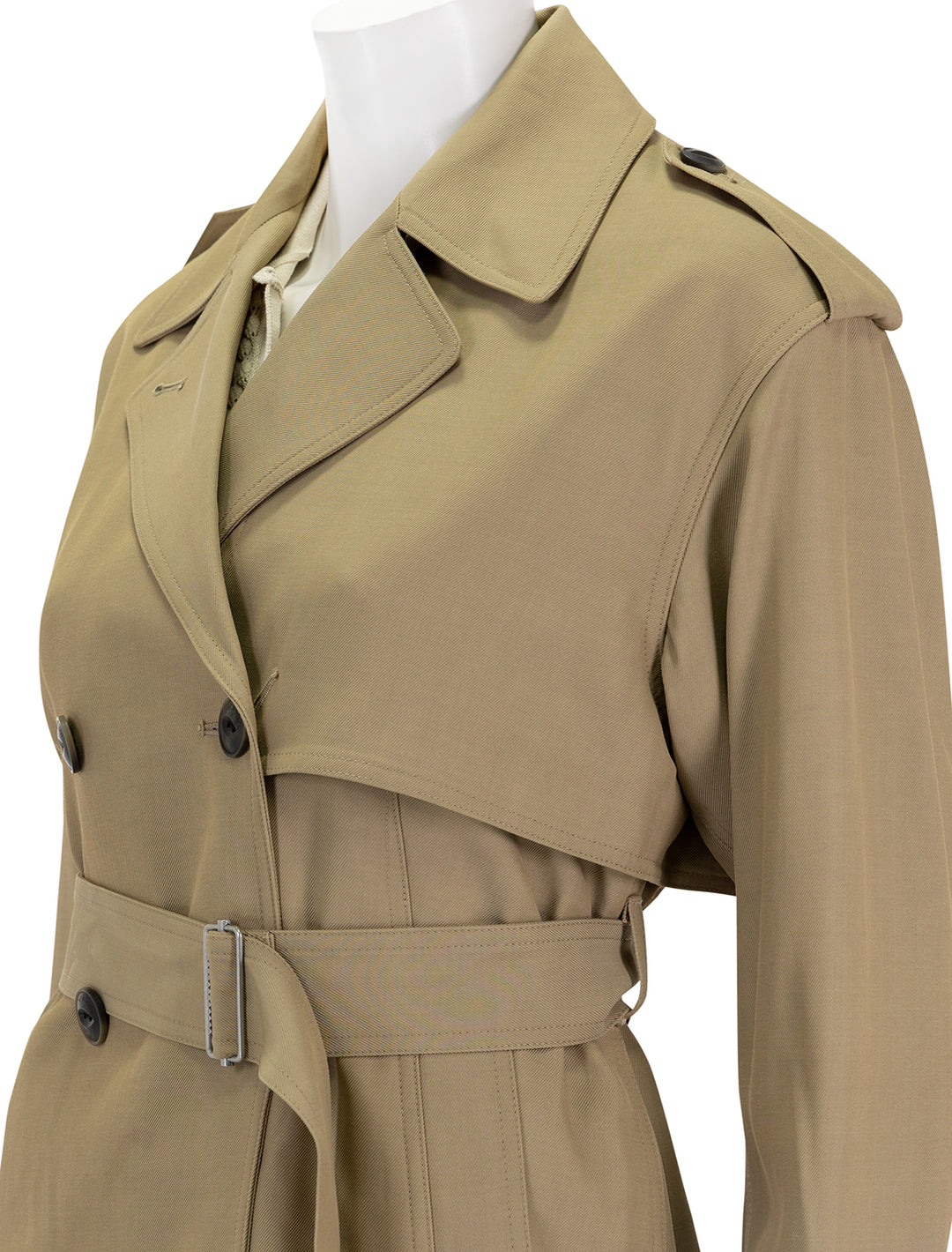 Close-up view of Rag & Bone's beverly cropped trench.