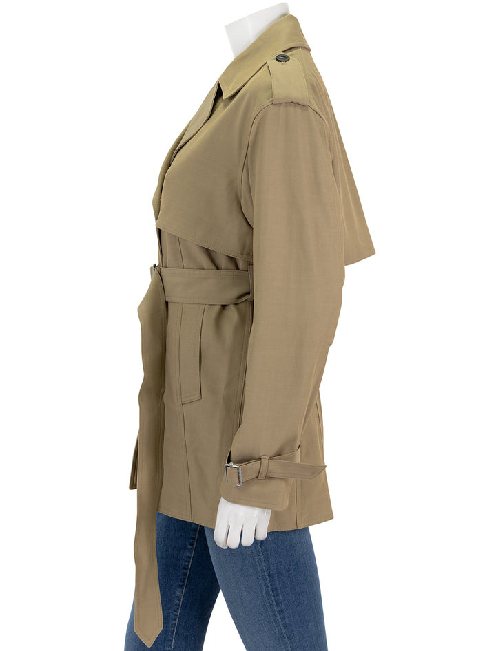 Side view of Rag & Bone's beverly cropped trench.