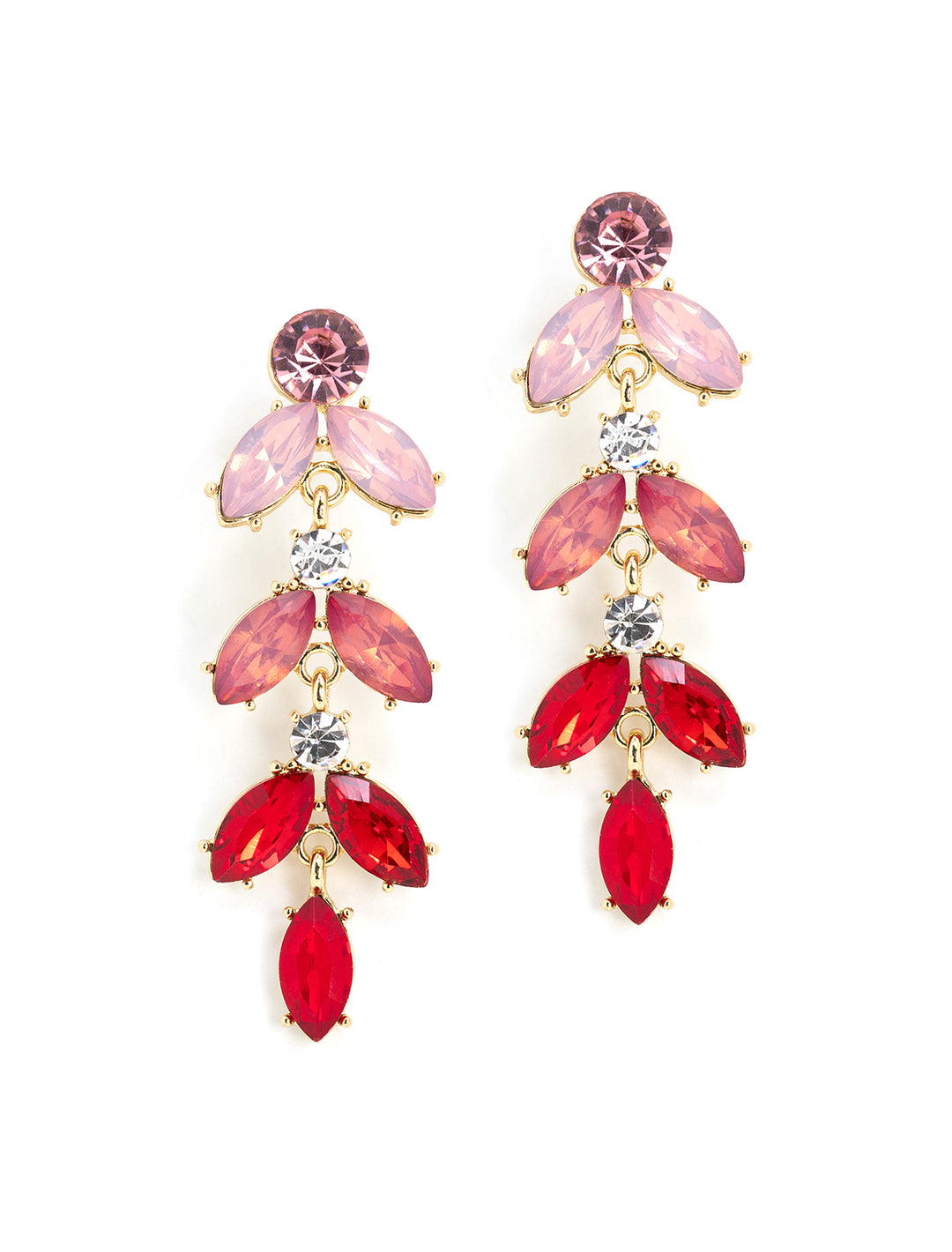 Front view of AV Max's Ombre Pink Petal Statement Earrings.