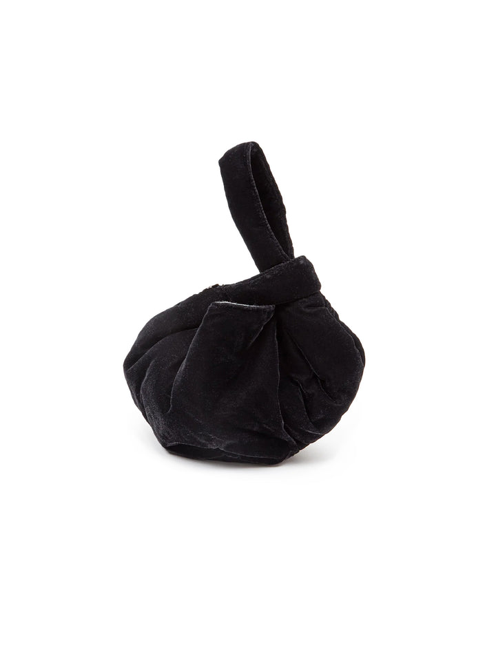 Back view of Clare V.'s chou chou evening bag in black velvet.