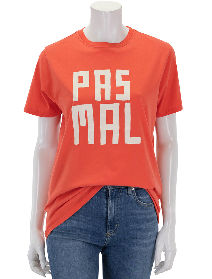 Front view of Clare V.'s pas mal tee in sunfaded poppy.