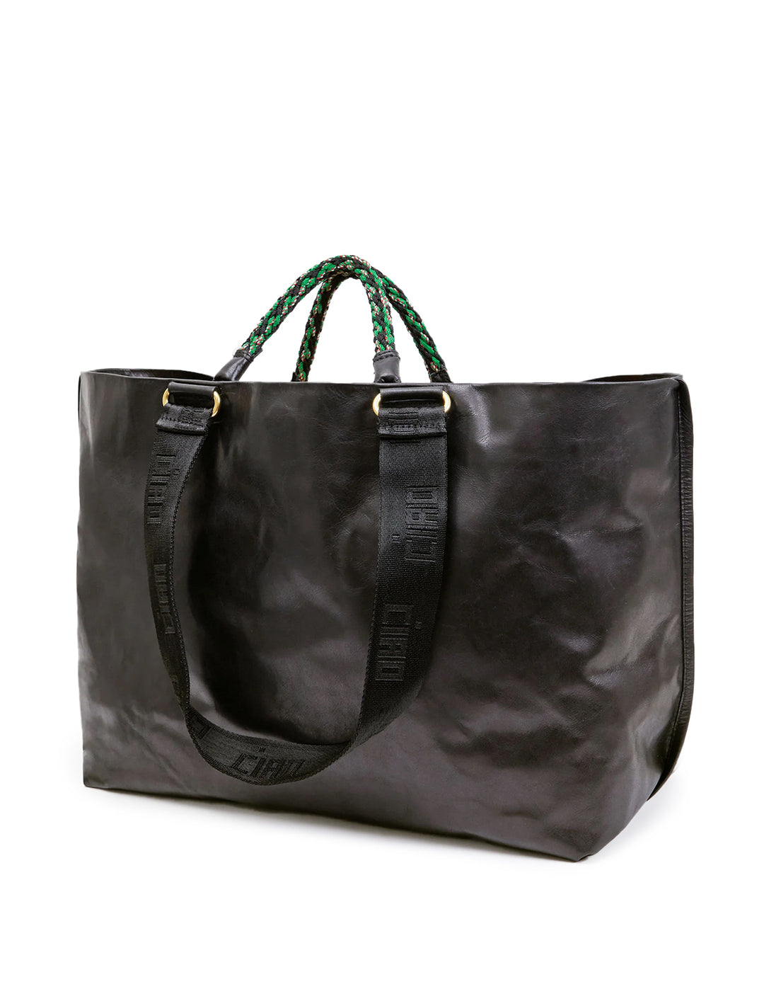 Back angle view of Clare V.'s grande bateau tote in black new look.