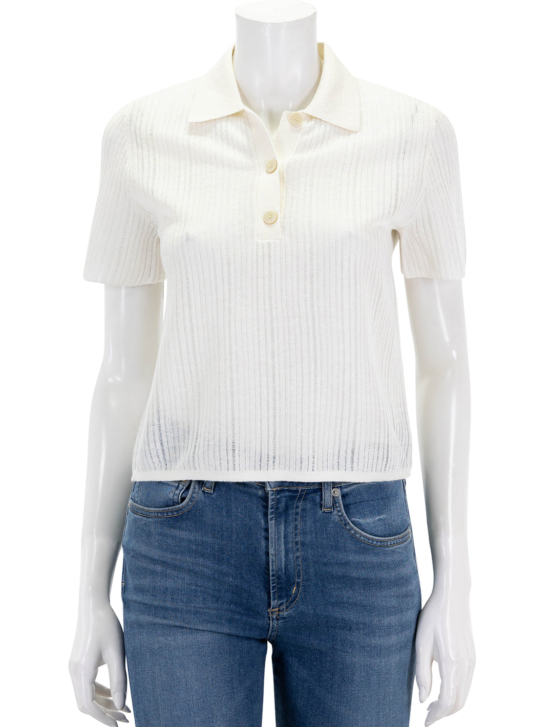 front view of cropped polo in bone