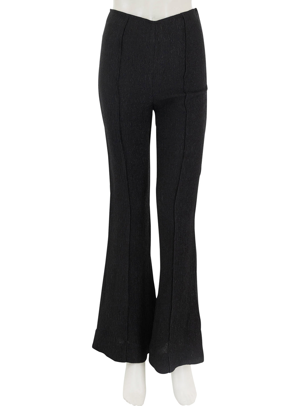 Front view of GANNI's stretch crepe viscose flare pants.