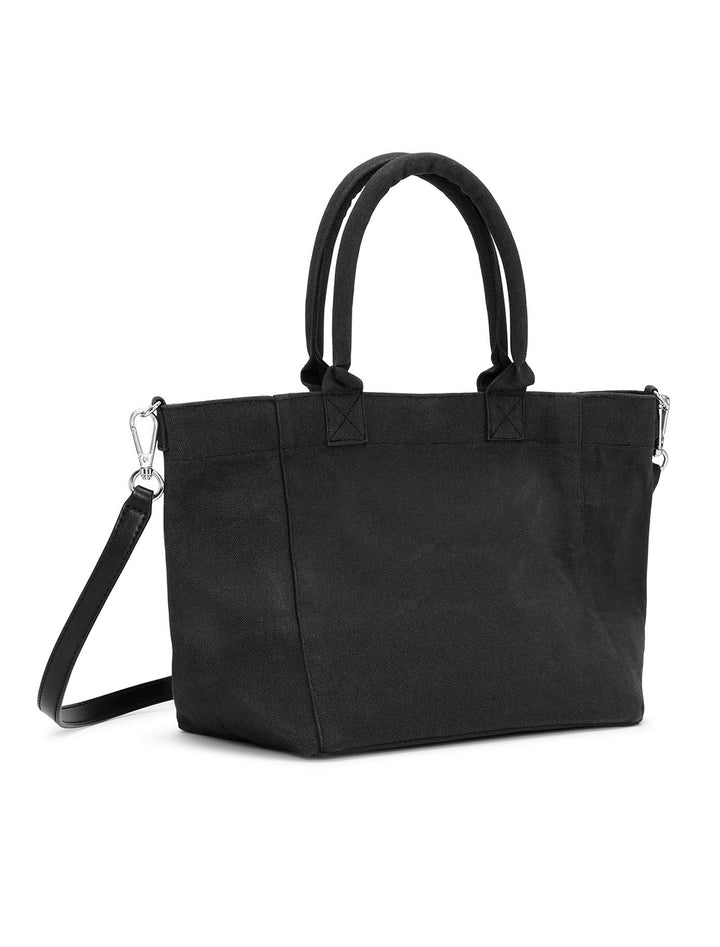 Back angle view of GANNI's small easy shopper in black.