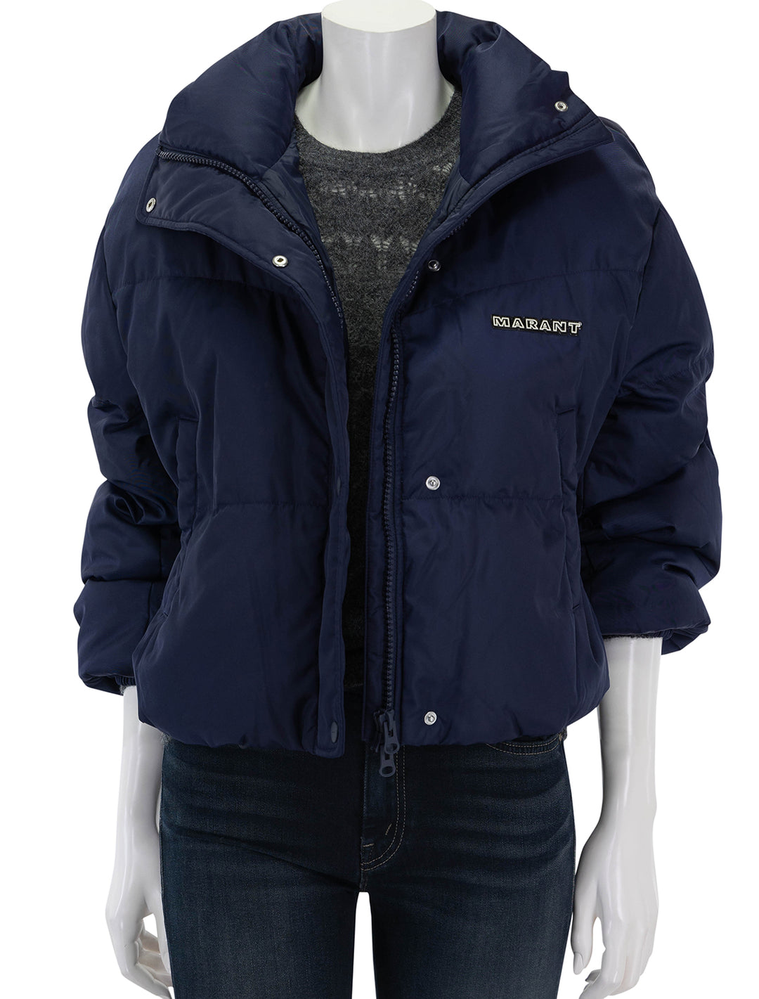 Front view of Isabel Marant Etoile's Telia Jacket in Midnight.