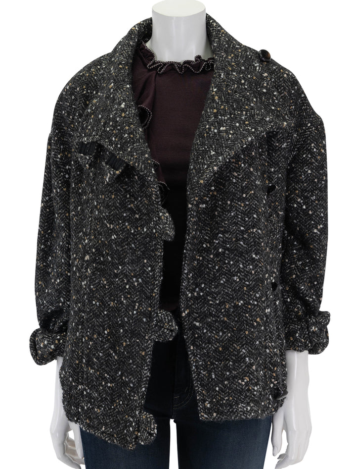 Front view of Isabel Marant Etoile's hanis jacket in black.