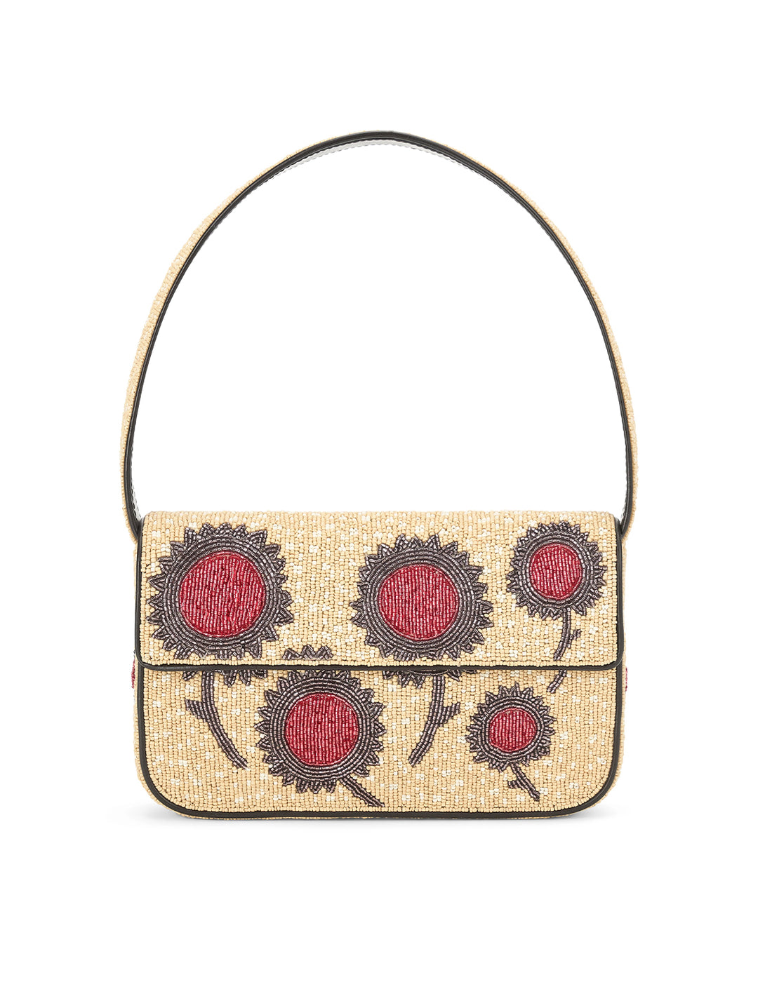 Front view of STAUD's tommy beaded bag in sunflower.