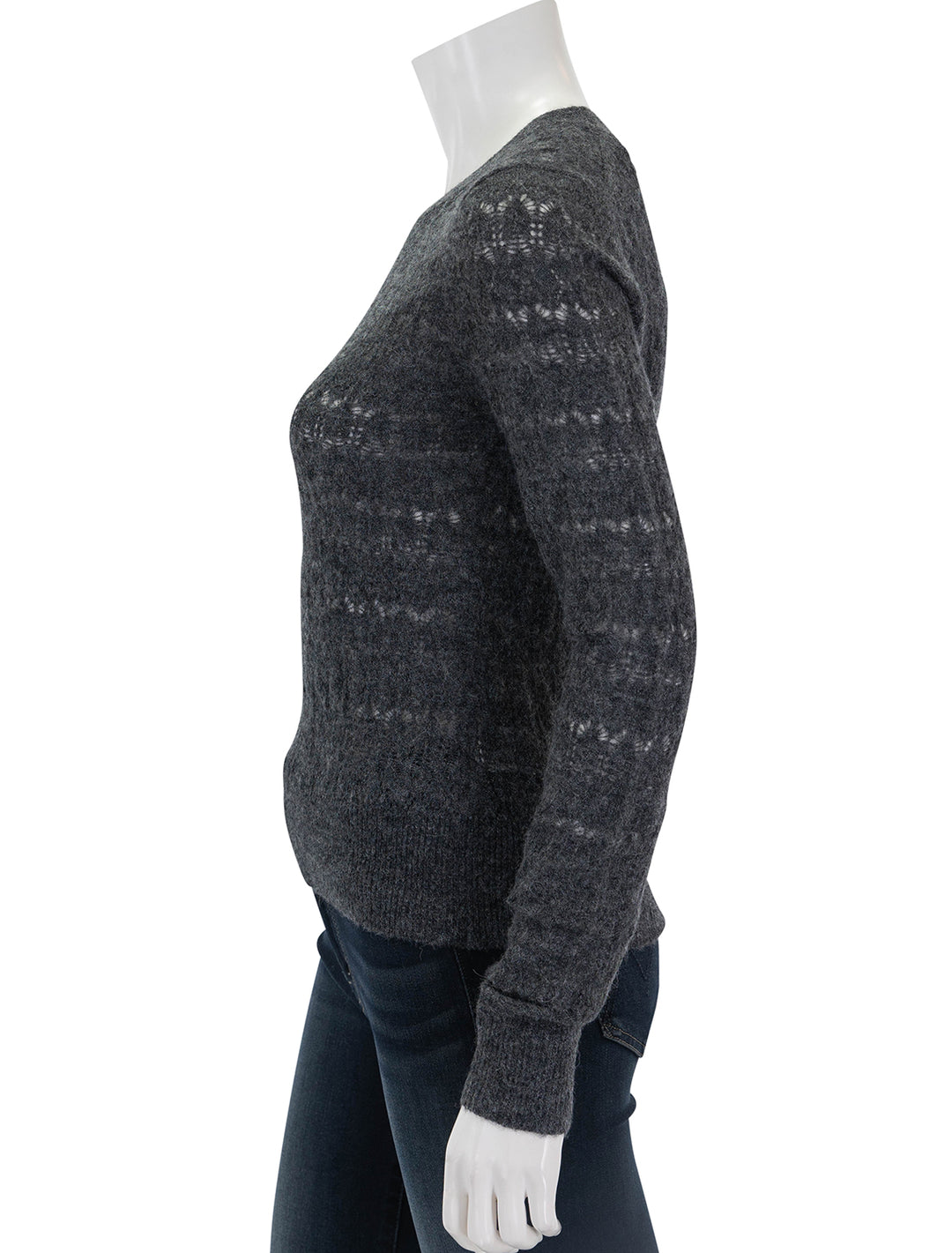 Side view of Isabel Marant Etoile's acia sweater in dark grey.