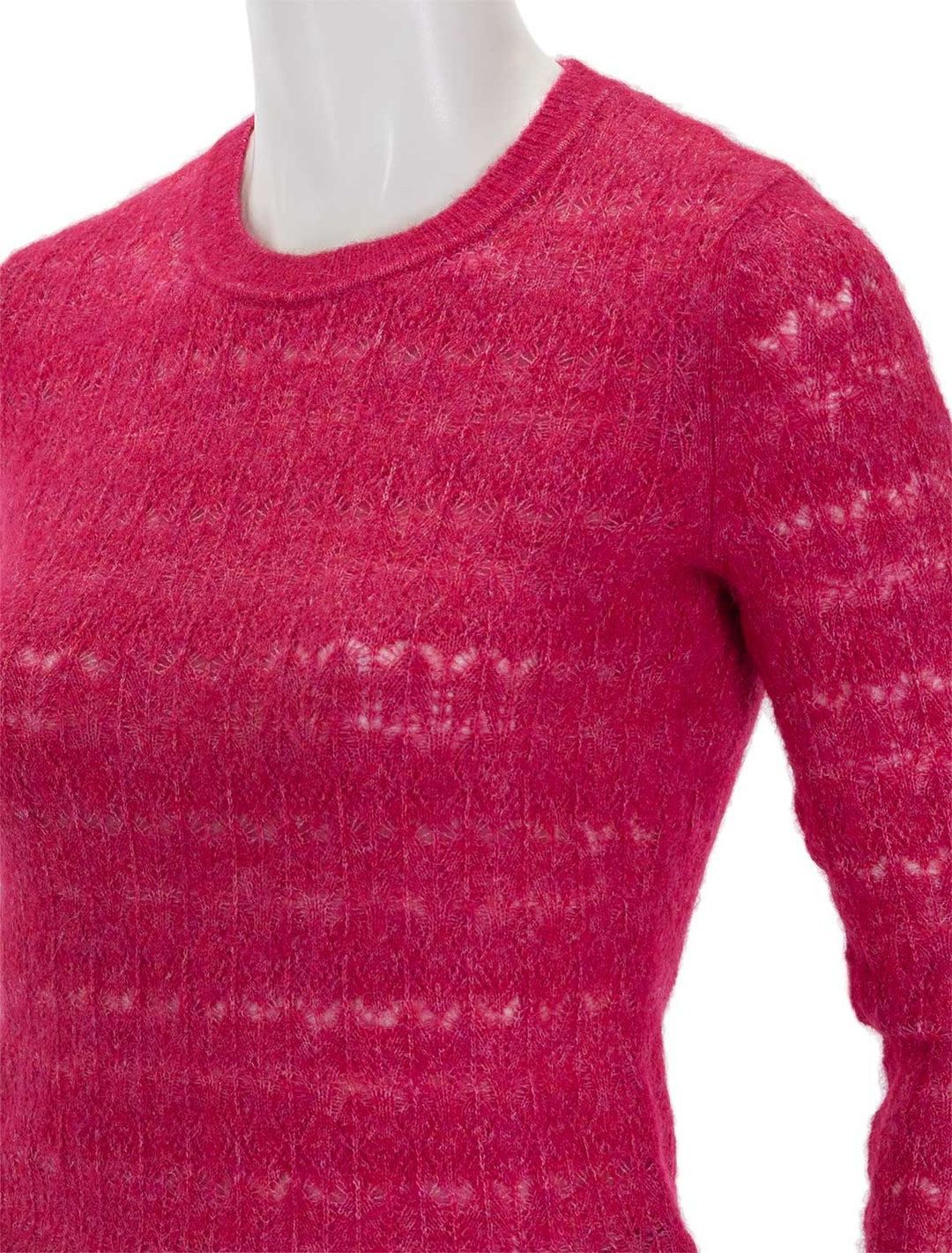 Close-up view of Isabel marant etoile's acia pullover in raspberry.