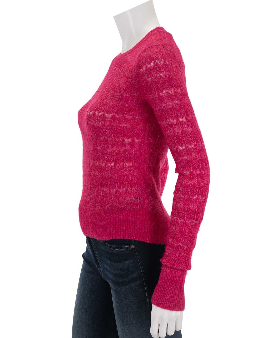 Side view of Isabel marant etoile's acia pullover in raspberry.