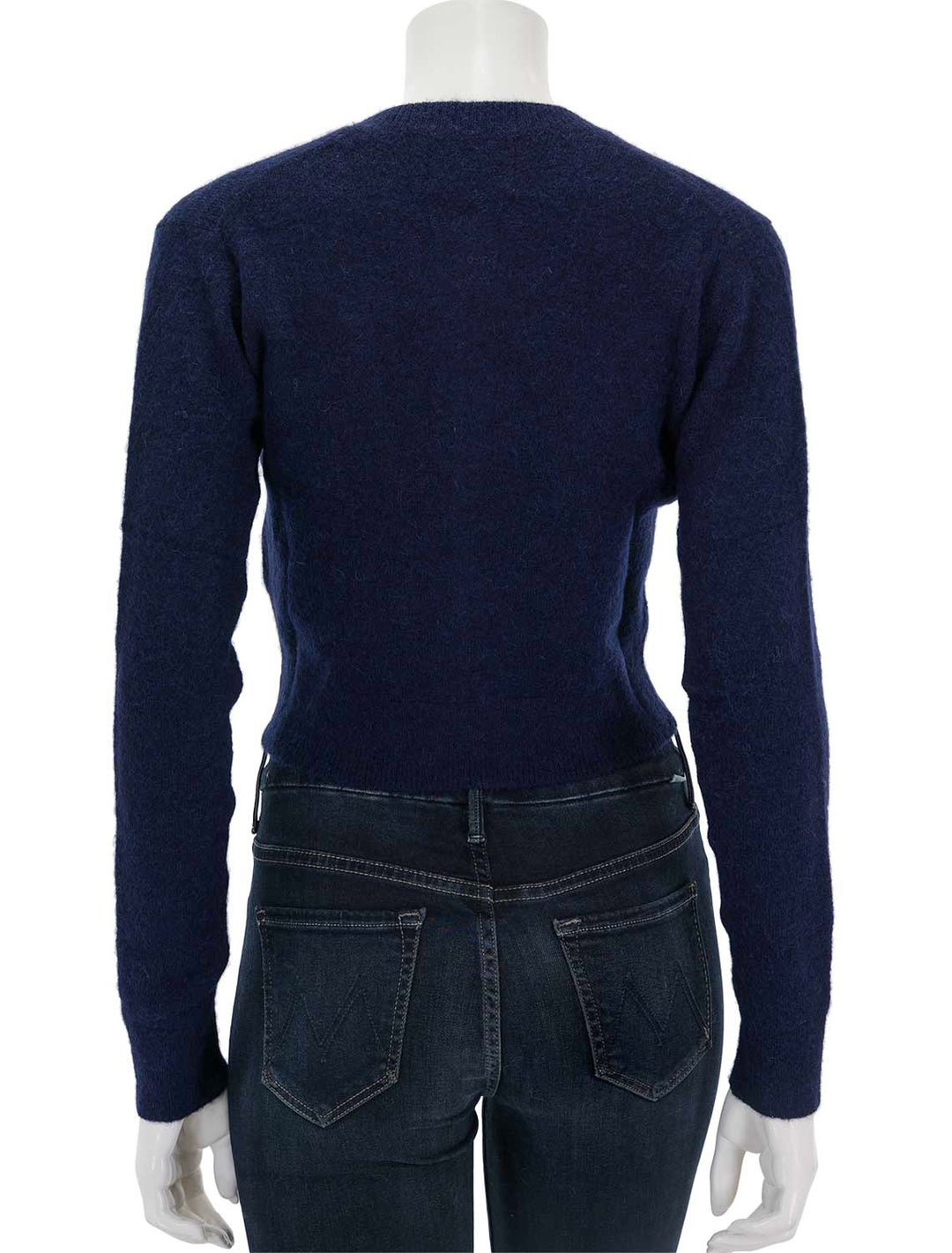 Back view of Isabel Marant Etoile's oaka cardi in midnight.