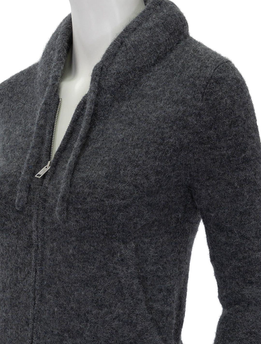 Close-up view of Isabel Marant Etoile's Milly Zip Hoodie in Dark Grey.