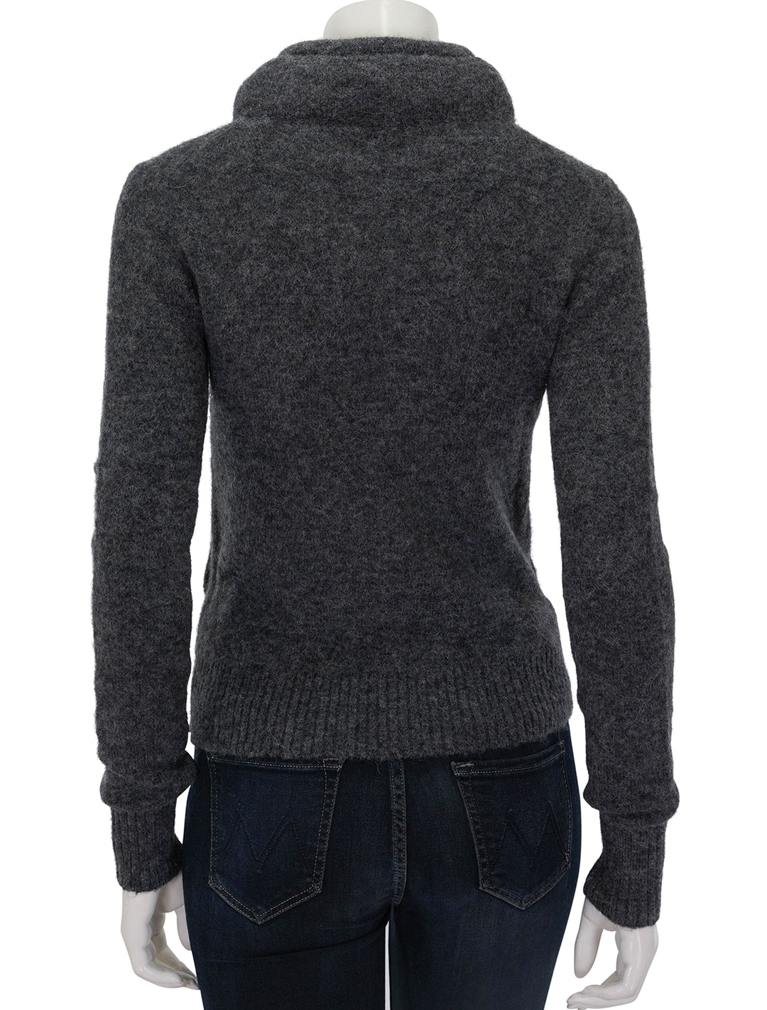 Back view of Isabel Marant Etoile's Milly Zip Hoodie in Dark Grey.