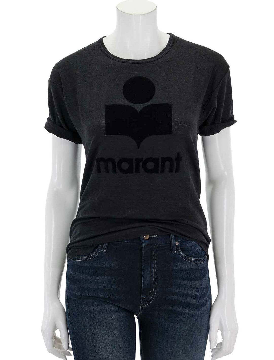 Front view of Isabel Marant Etoile's koldi tee in black.