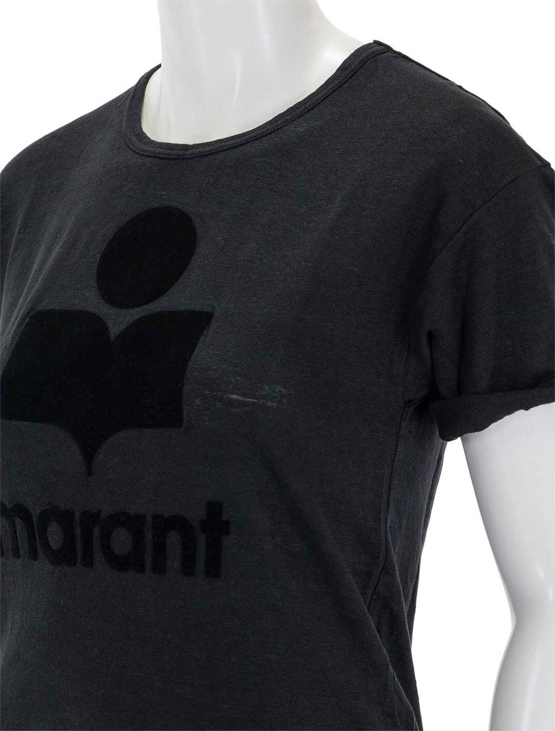 Close-up view of Isabel Marant Etoile's koldi tee in black.