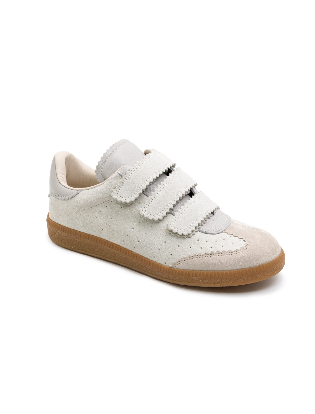 Front angle view of Isabel Marant Etoile's beth sneakers in ecru.