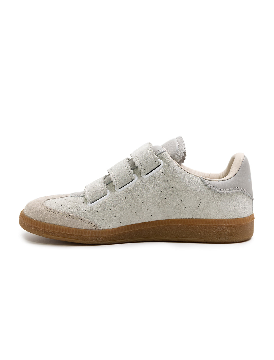 Alternative side view of Isabel Marant Etoile's beth sneakers in ecru.