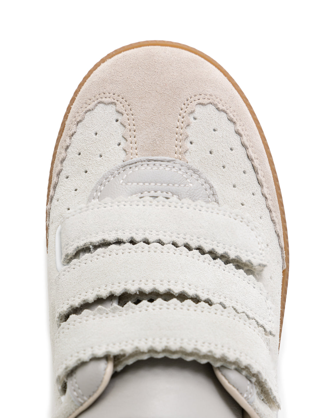 Close-up upper view of Isabel Marant Etoile's beth sneakers in ecru.