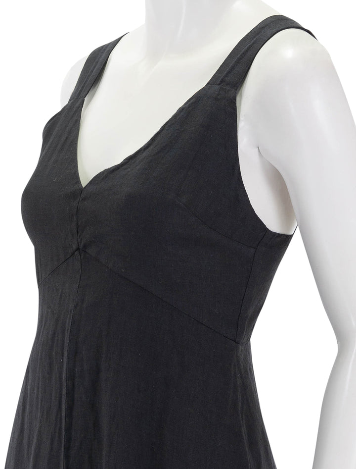 Close-up view of Alex Mill's Breanna Dress in Black Linen.