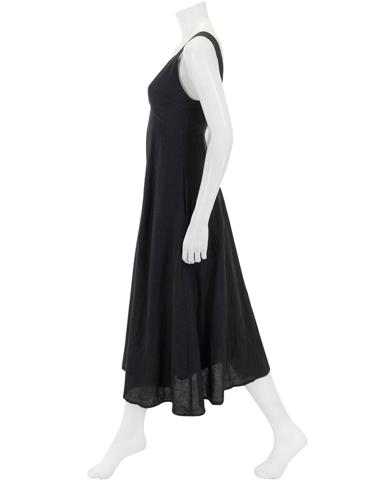 Side view of Alex Mill's Breanna Dress in Black Linen.