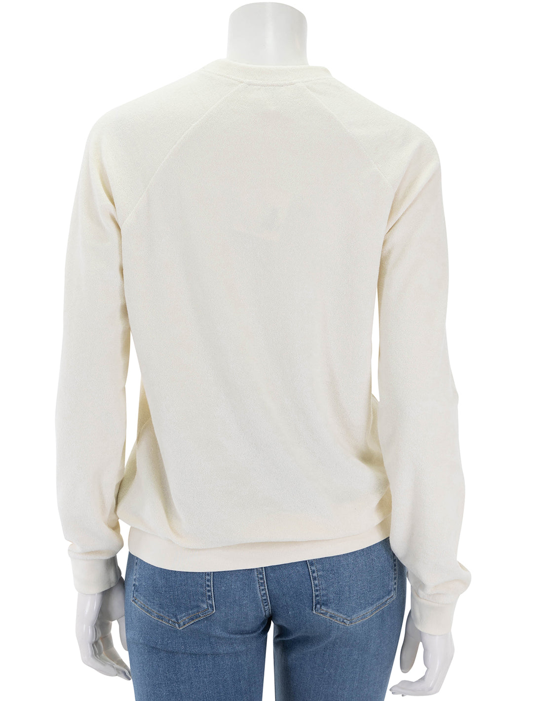 Back view of KULE's the terry franny in cream.