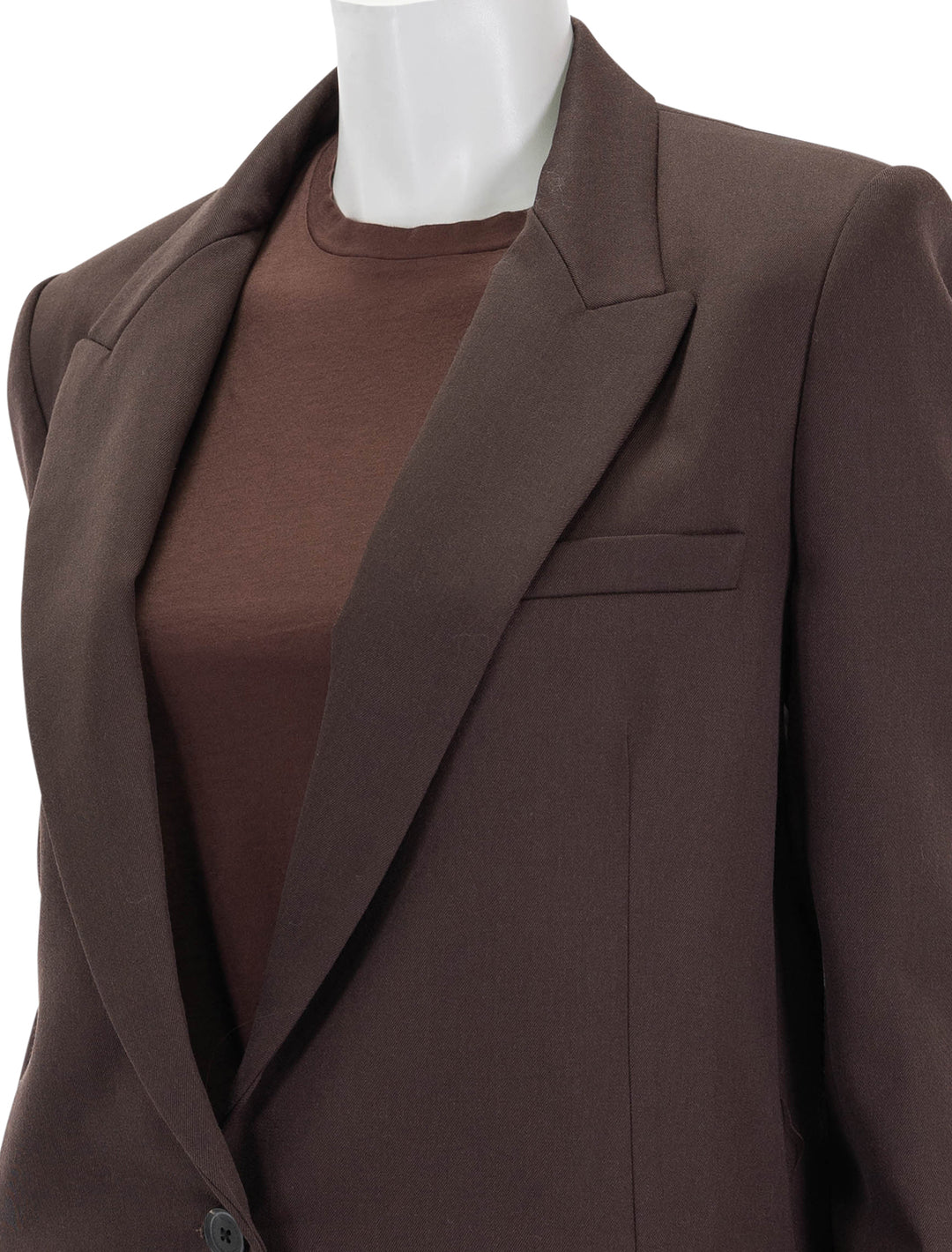 Close-up view of Nili Lotan's diane blazer in oxblood.