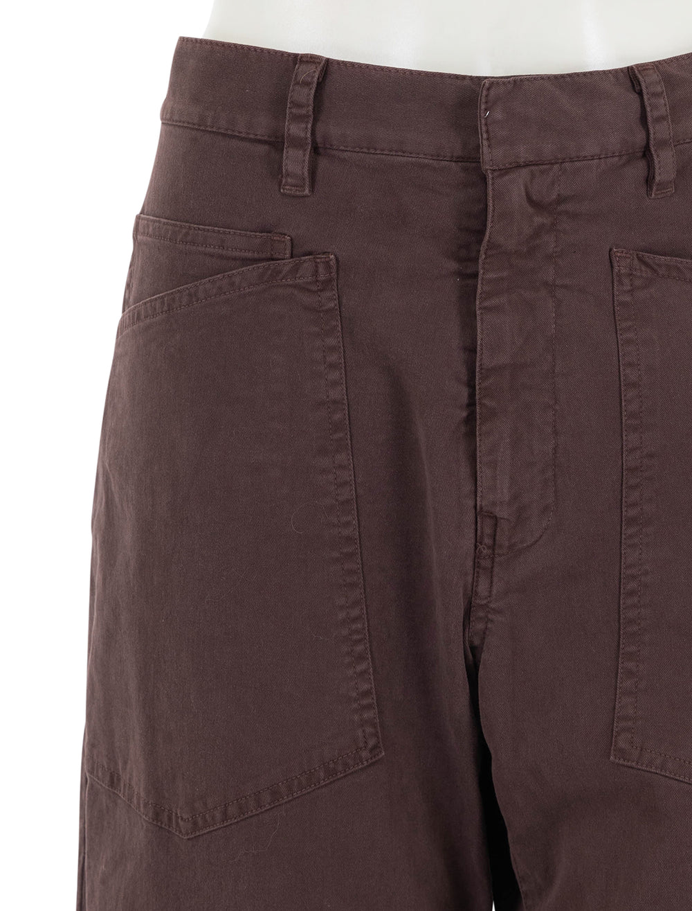 Close-up view of Nili Lotan's shon pant in oxblood.